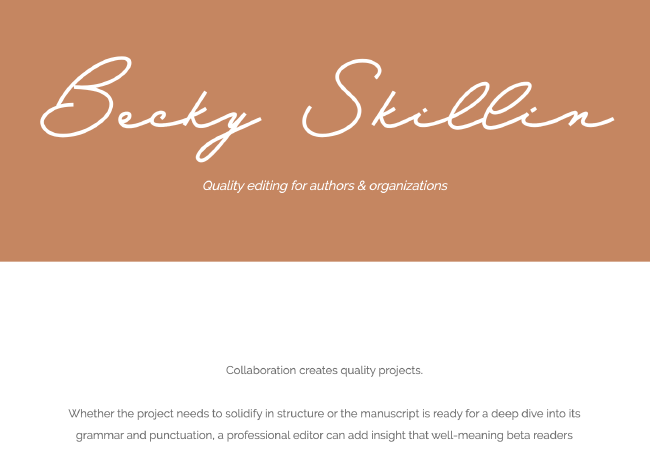 Becky Skillin website screenshot